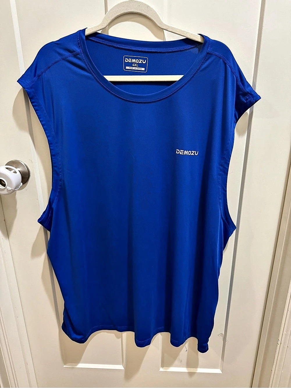 DEMOZU 4XL Men’s Royal Blue Sleeveless Athletic Workout Shirt